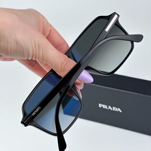 Prada PR20YS 1AB06T BRAND NEW Sunglasses Black Grey Unisex Pilot - Picture 3 of 10